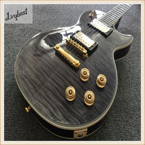 Wholesale sunburst red resale online - electric guitar see thru gray black tigerflame grain on body top and back universe lines inlay ebony fingerboard