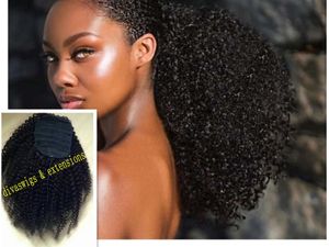 uzun uzaysın kinky saç insan toptan satış-3C A Afro Kinky Kıvırcık Ponytails Saç Uzatma Siyah Kadınlar için Afrika Uzun Klipler İnsan Bun Puf Virgin Renk