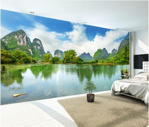 3d wallpaper custom photo Guilin landscape blue sky white clouds tree scenery TV background wall d wall muals wall paper for walls d