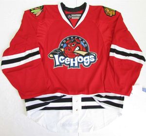 jersey de coupe des douanes achat en gros de Rockford IceHogs Premier Hockey Jersey Broderie Personnalisez tous les numéros et nom de gardien de but sur mesure Gardien de but de gardien de hockey pour femmes