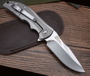 best pocket knife steel toptan satış-ZT0192 titanyum kolu hızlı bıçak En iyi katlanır çakı Titanyum alaşım kolu D2 çelik bıçak Rulman yapısı en iyi hediye bıçakla