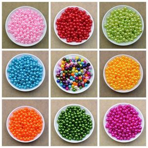 500pcs mycket storlek mm färger rakt hål rund beadst abs plastboll imitation pärla pärla för barn DIY smycken tillbehör