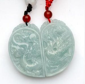 Wholesale handmade pendant china for sale - Group buy Fine Jewelry Jadeite Jades Pendant Handmade Carved Chinese Dragon Phoenix Lovers Pendants Amulet Jewelry Rope
