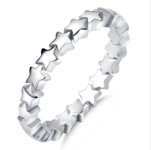 anillos de boda de plata hechos a mano al por mayor-925 anillo de la venda de ley hecho a mano del partido de apilamiento de plata de la estrella de las mujeres de la boda joyería de moda de la vendimia Nueva marca de lujo para el compromiso de regalos