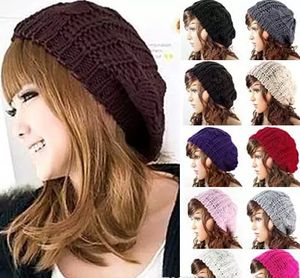 ingrosso beret crochet-Lady Winter Warm Wricotted Hats Cappelli Caps Uncinetto Slouch Berretto Berretto Berretto Berretto Cappello Berretto Berretto Berretto a maglia Abbigliamento a maglia pezzi