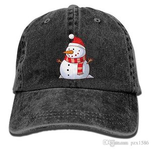 sevimli bayan beyzbol kapaklar toptan satış-Pzx Erkekler kadın Sevimli Kardan Adam X mas Ayarlanabilir Pamuklu Denim Beyzbol Şapkası Şapka