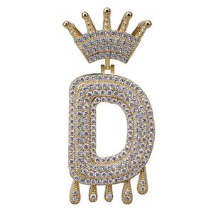 ingrosso corone d'argento per gli uomini-Hip Hop A Z Nome personalizzato Crown Drip Letters Collane Pendente a catena per uomo Donna Oro Argento Colore Cubic Zircone Gioielli