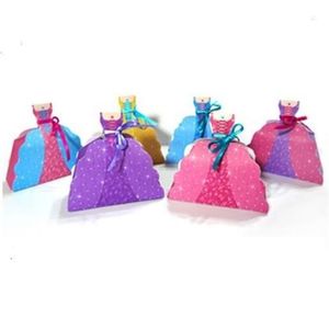 goody bags оптовых-Party Saciostes Boxes Bags Baby Душ Ребенок Первый день рождения Wrap Принцесса Юбка Складной Платья Формированная Candy Candy Подарочная коробка YZ JJ
