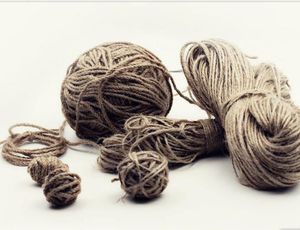 Decoratieve touw, linnen, breien materiaal, tag, verpakking, bindend, dun touw, met de hand gemaakt hennep touw, DIY hennep touw.