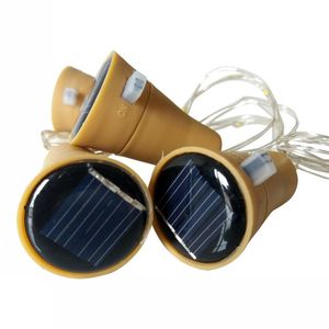 bakır süslemeleri toptan satış-10 LED Güneş Şarap Şişesi Tıpa Bakır Peri Şerit Tel Açık Partisi Dekorasyon Yenilik Gece Lambası DIY Mantar Işık Dize