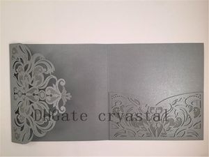 Wholesale birthday wedding cards resale online - Pocket ONLY DIY Gorgeous Silver Shimmer Square Laser Cut Wedding Invitation DIY Laser Cut Wedding Invite