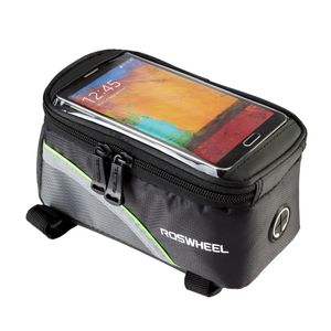 ROSWHEEL quot quot Waterproof Cycling Bike Bicycle Bags Pannier Frame Front Tube Bag For Cell Phone MTB Bike Touch Screen Bag