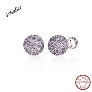 Authentic Sterling Silver Earring Pave Drops With Full CZ Studs Earrings For Women Wedding Gift Fine Pandora Jewelry