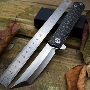 d2 ошпаренный нож оптовых-Оптовая высокое качество D2 стальная складная лезвие карманный нож выживаемость тактический нож Stonewash стальная ручка кемпинга охотничьи ножи для подарка