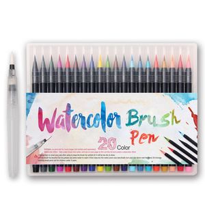 çizgi roman kalemi toptan satış-20 Renk Premium Boyama Yumuşak Fırça Kalem Seti Suluboya İşaretleyiciler Kalem Etkisi Boyama Kitapları Manga Comic Kaligrafi Için En Iyi