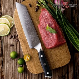 gyuto bıçağı toptan satış-GRANDSHARP Şam Mutfak Bıçakları Profesyonel Kiritsuke Gyuto şefin Bıçak Japon Şam VG10 Yüksek Karbon Çelik Bıçak Hediye Kutusu