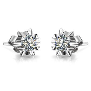 Silver Earrings Snowflake carat piece High Quality Simulate Diamond EarringS Stud for Women Wedding Earrings Platinum Plated
