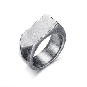 9mm platta retro ringar för män Punk rostfritt stål vintage silver manliga ringar smycken färger US storlek till