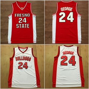 iyi kolejler toptan satış-George Jersey Koleji Basketbol Fresno State Bulldoglar Formalar Kırmızı Beyaz Renk Takım Hepsi Dikişli Ve Nakış Spor İyi Kalite