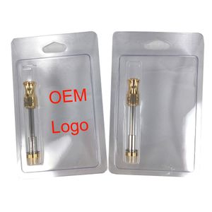 ingrosso bho cartucce-Vape carts Ottone Knuckle Gold Pyrex Glass BHO Cartridges Enormi atomizzatori a vapore olio denso A3 con clamshell packing Per penna vaporizzatore