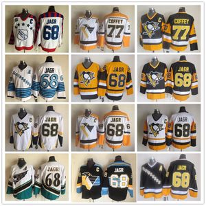 vintage pinguins jersey. großhandel-Vintage Jaromir Jagr Paul Coffey Pittsburgh Penguins Washington Capitals Schwarz Gelb Eishockey Trikots