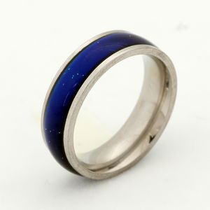 Fancy handgjorda rostfritt stål Ringar Mode humör Ändra färgband Ring för kvinnans presentstorlek