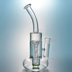 Clear Glass Beaker Bongs Tornado Perc Hookahs Lifebuoy Base Cyclone Percolator Bong Fristted Disc Smoking Water Pipes Green Tobacco Oil Dab Rigs mm Female Joint