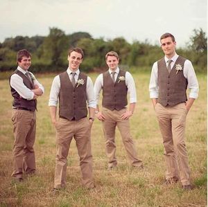 groomsmen смокинг оптовых-высокое качество коричневый жених жилеты на заказ мужской костюм для свадьбы slim fit bazer groomsmen смокинги