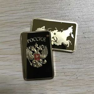 100 st The Collectible Rysk Map Ingot Bar oz k Real Gold Plated Badge x mm Ryssland Souvenir Mynt
