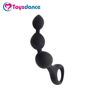 bükülebilir oyuncaklar toptan satış-Toysdance Siyah Silikon Anal Boncuk Yetişkin Seks Oyuncakları Için Esnek Bükülebilir Butt Plug cm Seks Ürünleri Erotik Yenilik Anal Topu S924