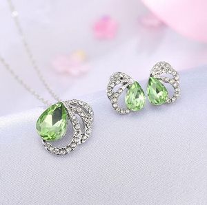 Wholesale austrian crystal necklace sets resale online - Girls accessories austria crystal jewelry set accessories necklace earrings