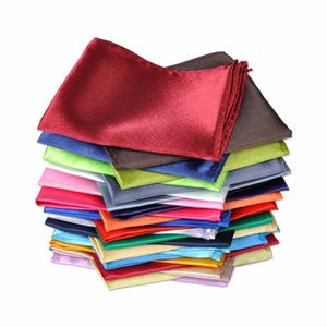 26st set Ny Polyester Silk Satin Män Handkerchief Pocket Square Vanlig Fast Färg För Bröllopsfest Formell Suit Hanky