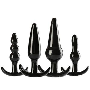 Black Anal Sex Toy Set Butt Plugs Adult producten voor vrouwen en mannen TPR Anus Speelgoed
