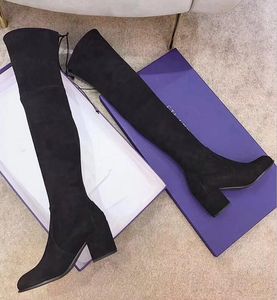 Jesień i zima z kolanami Round Head Universile Heal Heels Version of the Slim SW Elastyczne damskie buty damskie