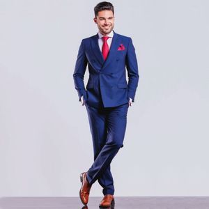 мужская во флот двубортный пиджак оптовых-Custom Navy Blue Wedding Suits for Men Suit Tuxedo Groom Blazer Jacket Double Breasted Suits Peaked Lapel Piece Terno Slim Fit