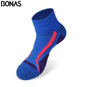 coolmax pamuk toptan satış-Bonas Coolmax Polyester Hızlı Kuru Kısa Çorap erkek Renkli Rahat Erkek Pamuk Çorap Nefes Moda Marka