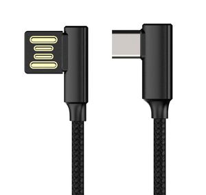 120cm degree Angled type c cable to left right usb charge data cable for Samsung HuaWei cellphone Nylon braided core fast charging