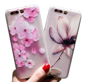 3D Relief Flower Floral Soft TPU Väska till Huawei P8 P9 P10 P20 Lite Nova Plus Honor x x v9 v10