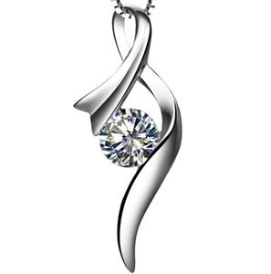 ingrosso collane taglio diamanti-Ciondolo in argento sterling con pendente con diamanti sintetici a taglio rotondo da ct