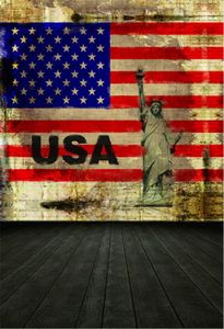 flooring america toptan satış-Retro Vintage Duvar Amerika Bayrağı Backdrop Fotoğrafçılık için Dijital Baskılı Özgürlük Heykeli Çocuk Çocuk Fotoğraf Stüdyosu Arka Ahşap Zemin