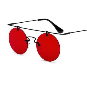 Retro Red Lens Round Okulary przeciwsłoneczne Designer Damskie Luksus Złoto Koło Koło Okulary przeciwsłoneczne Mężczyźni Różowy Niebieski Lustro Odcienie Vintage Okulary