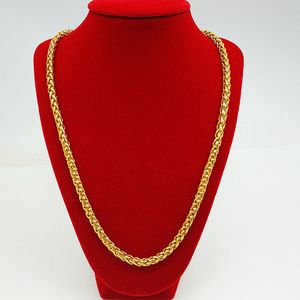 bizans altın zinciri 18k toptan satış-Moda Erkek Kolye Gerdanlık Zinciri Bizans Katı K Sarı Altın Dolu Hip Hop Klasik Erkek Takı Hediye