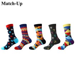 Match up mężczyźni moda osobowość kolorowe zabawne bawełniane skarpetki Argyle Casual Crew Socks par partia US