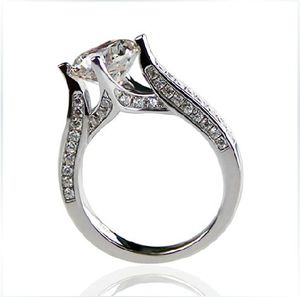 925 Sterling Silver Smycken Vit Guldfärg Hjärtan och pilar Ring semi Mount Round ct Syntetic Diamonds Engagement Ring