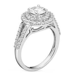 halo-ring diamant
 großhandel-9 Karat Karat Karat Gold Luxury Group Moissanite Lab Erstellt Diamant Voll Einstellungsklassiker Rundschnitt Moissanite Handmade Halo Ring Mit Zertifikat