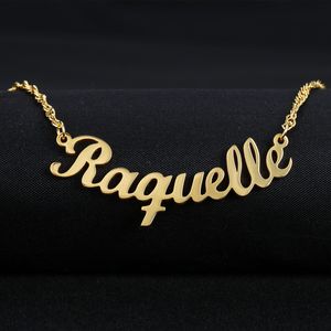 Wholesale customized necklaces for women resale online - Customized Font Name Charm Necklace Personalized Custom Handwriting Name Plate Pendants Necklaces Link Chain Jewelry Women Gift