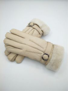 Gratis frakt Högkvalitativa Kvinnor Ullhandskar Vinter Mode Varma Handskar Äkta Läder Kvinnor Modehandskar
