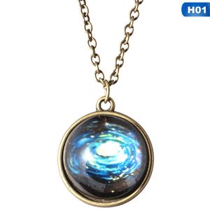 Glass Luminous Star Series Planet Necklace Crystal Cabochon Pendant Glow In The Darkness Necklaces Christmas Jewelry