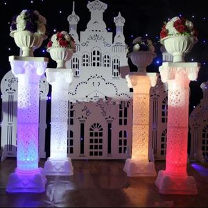 colonnes romaines en plastique achat en gros de Décoration de fête haut de gamme LED Colonne romaine en plastique lumineux à LED avec fleur pour événements de mariage Bienvenue Zone de bienvenue Decor Produits Produits Produits
