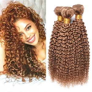 ブラジルの蜂蜜金髪の人間の髪3束キンキーカーリーマレーシアのペルーの27 純粋な色のカーリーバージン人間の髪織り延長